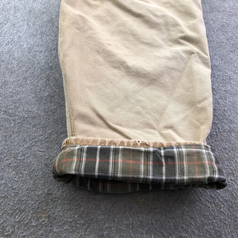 Carhartt Pants Mens 40x32 Brown Canvas Carpenter Flannel Lined Workwear B111 - Picture 2 of 14